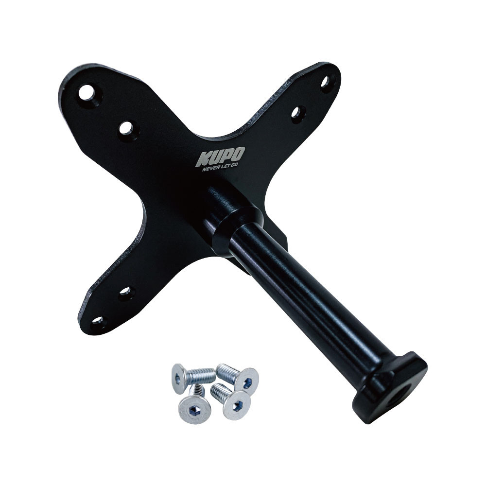SKU: KG028611 | FREE U.S. shipping on all orders over $100! $51.95 Add to Cart FIND A DEALER Designed for any monitor that comes with VESA mounting 75mm x 75mm or 100mm x 100mm Features a fixed 5/8in (16mm) baby pin 3.95"(10cm) in length on the plate which is ideal for connecting to a grip head for positioning a monitor The collar design provides an anchor to prevent the montior plate from sliding completely through the grip head Four M4 screws included for fixing the Vesa Monitor to the mounting plate Constructed from lightweight aluminum with a black surface treatment Home Clamps & Couplers Mounting for Monitors Tablets Phones Kupo Monitor Mounting Plate with Baby Pin